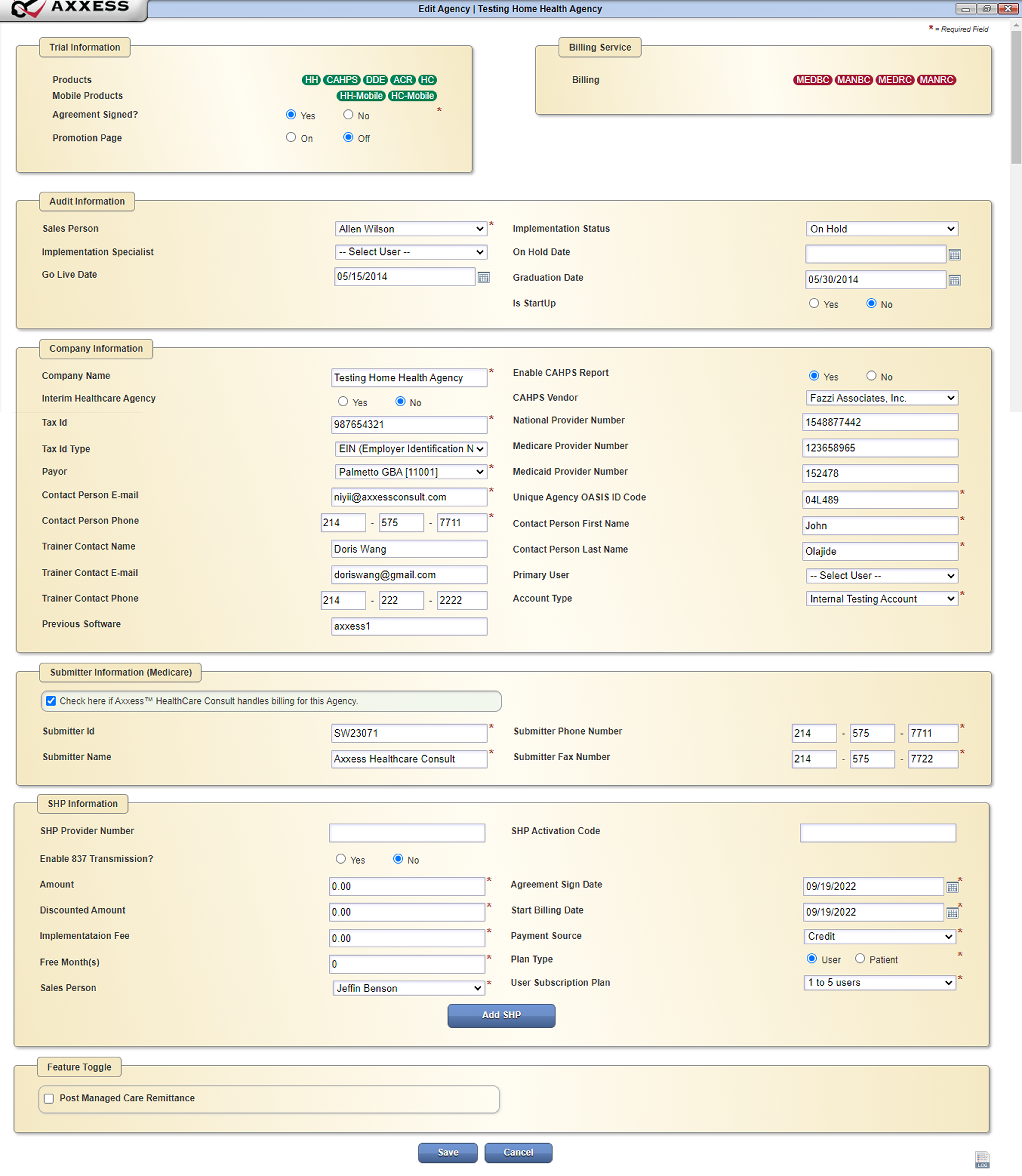 Before: the original Edit Agency form with all inputs presented as a single overwhelming step, no save states