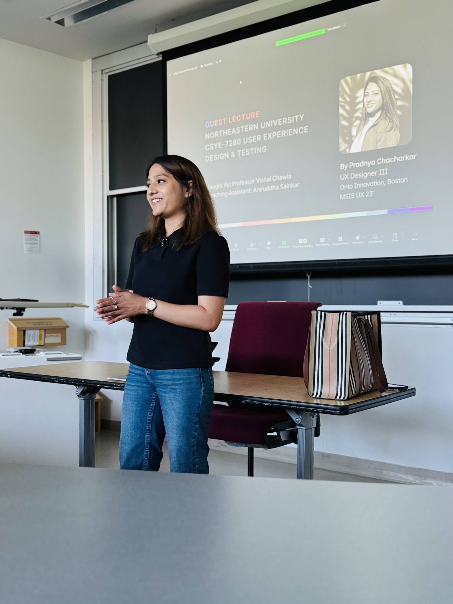 Pradnya guest lecturing at Northeastern University